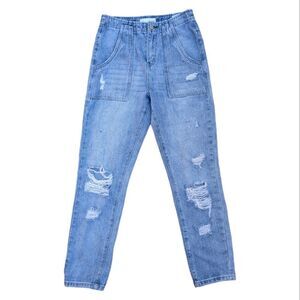 Vervet by flying monkey jeans distressed blue straight high waist mom 25